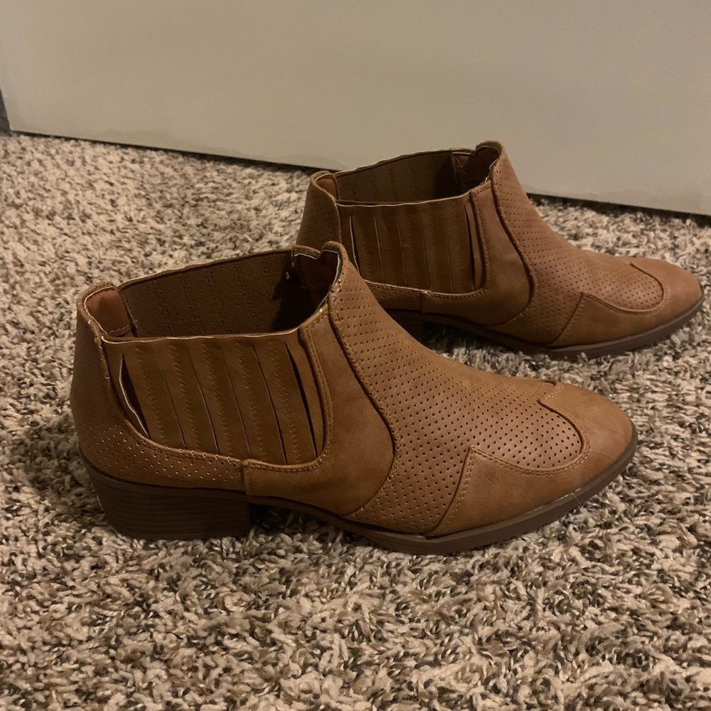 Tan ankle booties